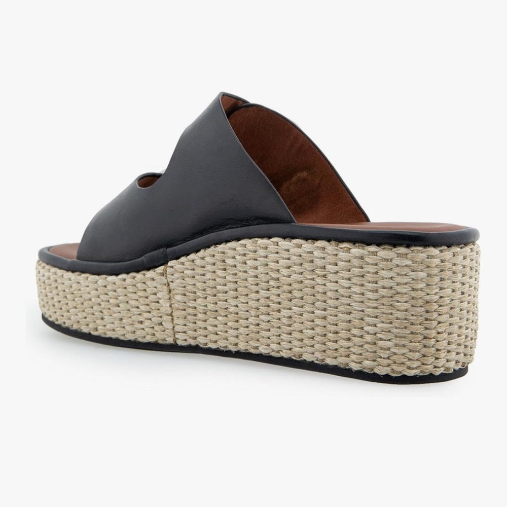 AEROSOLES Darcy Wedge Black Platform Espadrille Sandals Sz 8.5 LIKE NEW - Picture 9 of 11